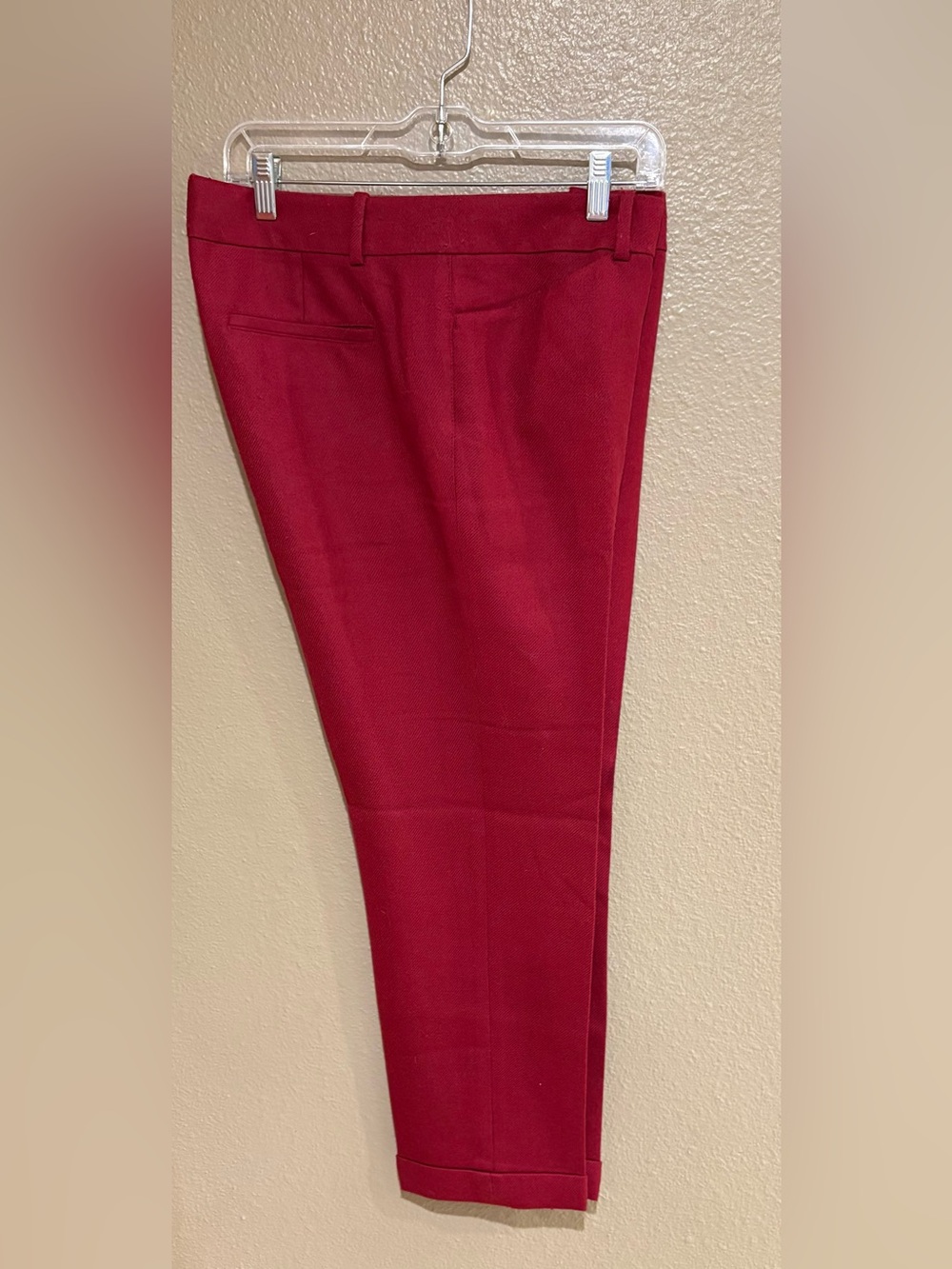 LOFT Women’s Size 12 Red Wool Blend Tailored Ankle Pants Trousers Pointed Cuff
